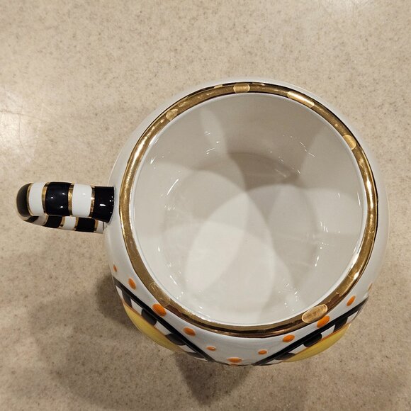 RARE MACKENZIE CHILDS HALLOWEEN BOO SCARY SKELETON CERAMIC COFFEE TEA MUG CUP - Picture 7 of 12